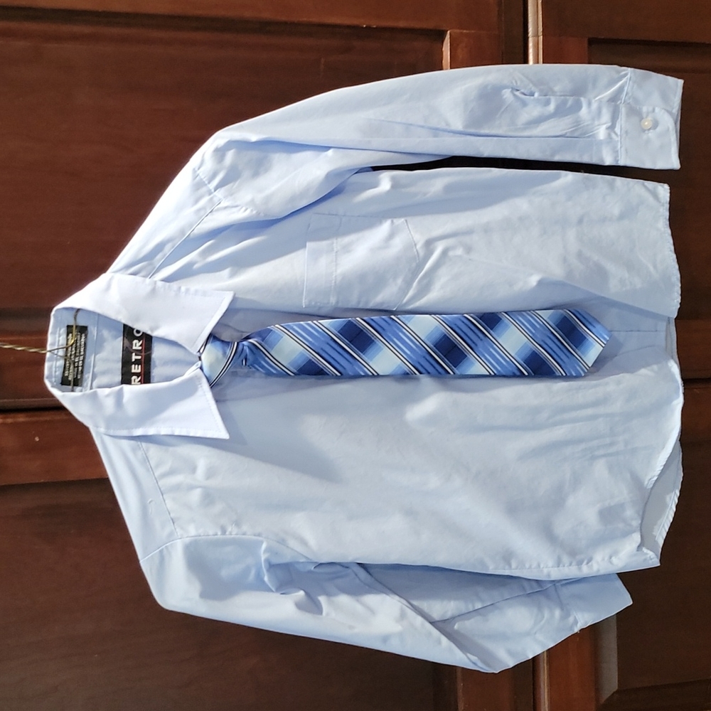Boys dress shirt with clip on tie